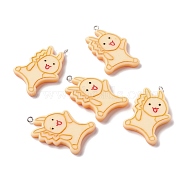 Opaque Resin Pendants, Platinum Tone Iron Loop, Imitation Biscuits, Pikachu, Sandy Brown, 39~40x26x4~5mm, Hole: 1.5mm(CRES-I027-05P)