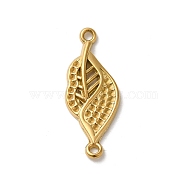 304 Stainless Steel Connector Rhinestone Settings, Leaf, Real 18K Gold Plated, Fit for 1.2mm Rhinestone, 26.5x10.5x2.5mm, Hole: 1.5mm(STAS-I203-66G)