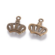 Tibetan Style Alloy Pendants, Cadmium Free & Lead Free, Crown, Antique Bronze, 14x12.5x2.5mm, Hole: 1mm(TIBEP-EA9087YKG-AB-FF)