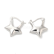 Rack Plating Brass Star Hoop Earrings for Women, Cadmium Free & Lead Free, Platinum, 17x16x4.5mm(EJEW-D073-04P)