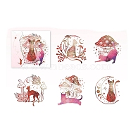 5Pcs 5 Styles Bling Bling PET Waterproof Forest Cat Decorative Stickers, Self-adhesive  Decals, for DIY Scrapbooking, Deep Pink, Packing: 117x95mm, 1pc/style(PW-WG55458-03)