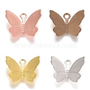 Brass Filigree Pendants, Butterfly Charms, Mixed Color, 11x13.5x3mm, Hole: 1.5mm(KK-G368-07)