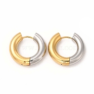 Two Tone 304 Stainless Steel Huggie Hoop Earrings for Women, Golden & Stainless Steel Color, 20.5x22x5mm, Pin: 1mm(EJEW-C011-07E)