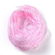 Wave Bending Fringe Trim, Sewing Ribbon, for Cloth Dress DIY Making Decorate, Pearl Pink, 1/4 inch~3/8 inch(5~8.5mm), about 22~25m/strand(OCOR-WH0057-13N)