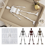 Skeleton Head and Body Skeleton Frame Silicone Mold for Halloween Series of Yu Meiren DIY Drop Glue Plaster Ornaments Grinding, Skeleton, 185x185x30mm(PW-WGBCD4B-01)