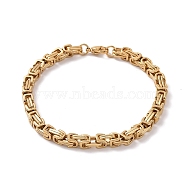 201 Stainless Steel Byzantine Chain Bracelets, Golden, 8-1/4 inch(21cm), Wide: 5mm(BJEW-R313-01G)