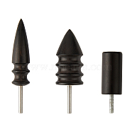 3Pcs 3 Style Sandalwood Polish Heads, with Iron Axis, Leathercraft Burnishing Tool, Black, 40~68x13~20mm, Pin: 12~20x3mm, 1pc/style(TOOL-FH0001-51)