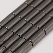 Grade AA Magnetic Synthetic Hematite Bead Strands, Tube, 3x9mm, Hole: 0.5mm, about 44pcs/strand, 16 inch(G-P258-13-B)