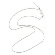 Adjustable Slider Brass Cable Chain Necklaces for Men Women, Long-Lasting Plated, Silver, 18.90 inch(48cm)(NJEW-G160-13S-1)