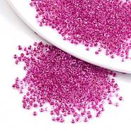 6/0 Glass Seed Beads, Transparent Inside Colours, Round Hole, Round, Medium Violet Red, 6/0, 4~5x2.5~4.5mm, Hole: 1.2mm, about 4500pcs/bag(SEED-A014-4mm-139)