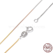 925 Sterling Silver Chain Necklaces for Women, with Spring Clasp, Multi-color, 17-3/4 inch(45cm)(NJEW-A014-05)