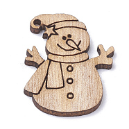 Undyed Wooden Pendants, Snowman, BurlyWood, 30x23x2mm, Hole: 1.5mm(X-WOOD-S040-16)