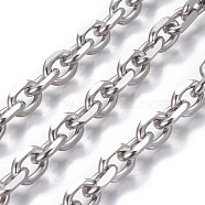 304 Stainless Steel Cable Chains, Diamond Cut Chains, Unwelded, Stainless Steel Color, 9x6.5x2mm(CHS-P007-27P-02)