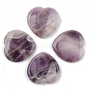 Natural Amethyst Thumb Worry Stone, Pocket Palm Stones, for Healing Reiki Stress Relief, Heart Shape, 39~40x39~40x5~6mm(G-N0325-01P)