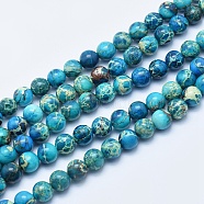 Natural Imperial Jasper Beads Strands, Dyed, Round, Steel Blue, 8mm, Hole: 1mm, about 49pcs/strand, 15.7 inch(G-A175B-8mm-03)
