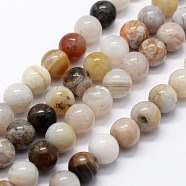 Natural Bamboo Leaf Agate Beads Strands, Round, 4mm, Hole: 0.6mm, about 95pcs/strand,  14.76 inch(37.5cm)(G-I199-13-4mm)