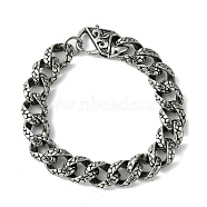 304 Stainless Steel Snake Skin Twisted Chain Bracelets for Women Men, Antique Silver, 8-5/8 inch(22cm)(BJEW-C063-12AS)