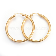 201 Stainless Steel Big Hoop Earrings, with 304 Stainless Steel Pin, Hypoallergenic Earrings, Ring Shape, Golden, 63x61x5mm, 4 Gauge, Pin: 1mm(EJEW-A052-19D-G)