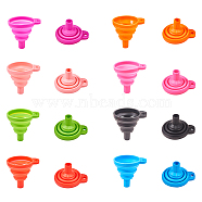 Portable Foldable Silicone Funnel Hopper, for Water Bottle Liquid Transfer, Mixed Color, 7.5x6.1x2.7cm, Unfold: 7.5x6.1x7.2cm, 8pcs/set(AJEW-PH0017-49)