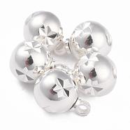 Brass Beads, Long-Lasting Plated, Round, 925 Sterling Silver Plated, 10.5x7.5~8mm, Hole: 1.4mm(KK-O133-15C-S)