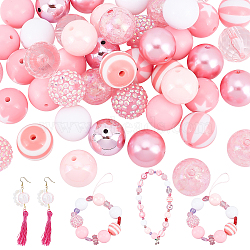 Elite 1 Set Opaque Acrylic Beads Set, Kid Chunky Beads, Round, Pink, 20x19.5~20mm, Hole: 3mm, 50pcs/set(MACR-PH0001-51C)