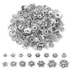 30G Tibetan Style Alloy Flower Bead Caps Sets, Cadmium Free & Lead Free, Antique Silver, 6x2mm, Hole: 1mm(TIBE-YW0001-30)
