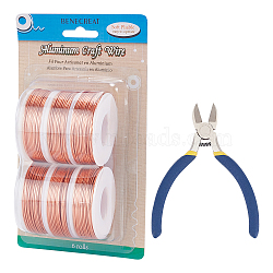 BENECREAT Round Aluminum Wire, with Iron Side Cutting Pliers, Orange, 17 Gauge, 1.2mm, 16m/roll, 6 rolls(AW-BC0003-31F-1.2mm)
