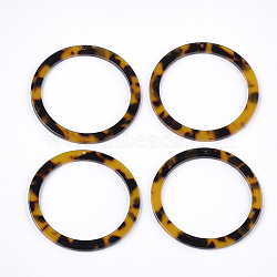Cellulose Acetate(Resin) Big Pendants, Leopard Print, Ring, Goldenrod, 60x2.5mm, Hole: 1.4mm(KY-T011-10C-03)