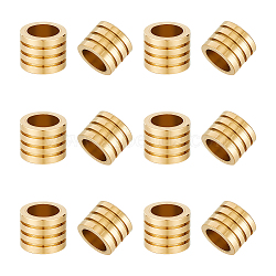 12Pcs 304 Stainless Steel Beads, Large Hole Beads, Grooved, Column, Golden, 10x8mm, Hole: 7mm(STAS-UN0056-12G)