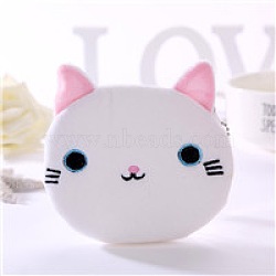 Cute Cat Velvet Zipper Wallets with Tag Chain, Coin Purses, Change Purse for Women & Girls, White, 12.5x11.5cm(ANIM-PW0002-26A)