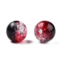 Transparent Crackle Acrylic Beads, Round, Dark Red, 8x7.5mm, Hole: 1.8mm, about 1700pc/500g(CACR-N002-17A)