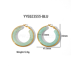 Stylish Stainless Steel Fever Hoop Earrings, with Thick Circle Design, Pale Green, 43x41.5x7.5mm(KA3294-4)