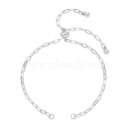 2.5MM 304 Stainless Steel Paperclip Chain Slider Bracelet Making, with Brass Beads, Stainless Steel Color, 10-1/4 inch(26cm)(X-AJEW-JB01402)
