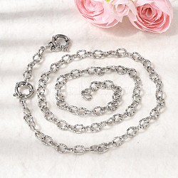 6MM 201 Stainless Steel Textured Cable Chain Necklaces for Unisex, Non-Tarnish, Stainless Steel Color, 22.36 inch(56.8cm)(NJEW-K302-03P)