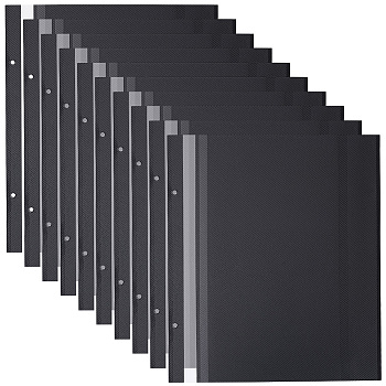 PVC Adhesive Refills Inner Pages, for 2 Ring Binder Photo Albums, with Lamination, Rectangle, Black, 268x315x0.5mm, Hole: 6mm
