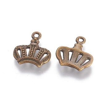 Tibetan Style Alloy Pendants, Cadmium Free & Lead Free, Crown, Antique Bronze, 14x12.5x2.5mm, Hole: 1mm