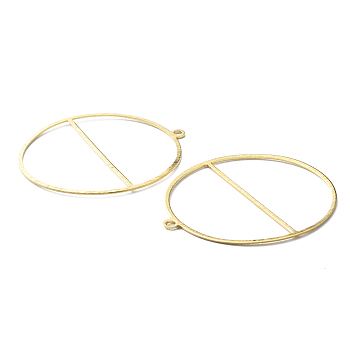 Brass Pendants, Hollow, Oval Charm, Golden, 41x38x0.6mm, Hole: 1.8mm