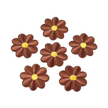 Computerized Embroidery Cloth Iron on/Sew on Patches, Costume Accessories, Appliques, Sunflower, Coconut Brown, 40x1.5mm