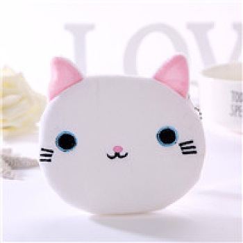 Cute Cat Velvet Zipper Wallets with Tag Chain, Coin Purses, Change Purse for Women & Girls, White, 12.5x11.5cm