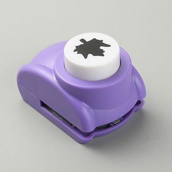 Mini Plastic Craft Punch for Scrapbooking & Paper Crafts, with Alloy Finding, Paper Shapers, Maple Leaf, Random Color, 62.5x43x41mm, Leaf: 23.5x20.5mm
