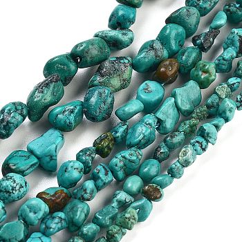 Natural HuBei Turquoise Beads Strands, Nuggets, 7~12x6~8mm, Hole: 1mm, 16.14''(41cm)