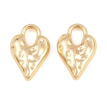 Alloy Pendants, Hammered Heart Charms, Rack Plating, Cadmium Free & Lead Free, Golden, 16x10.5x4mm, Hole: 5x3mm