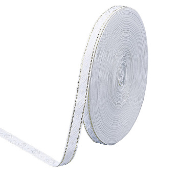 Polyester Rhombus Jacquard Ribbons, Clothes Accessories, White, 1/2 inch(12mm)
