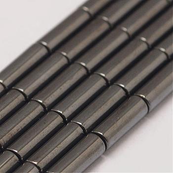 Grade AA Magnetic Synthetic Hematite Bead Strands, Tube, 3x9mm, Hole: 0.5mm, about 44pcs/strand, 16 inch