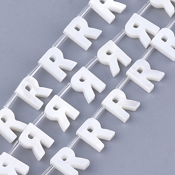 Freshwater Shell Beads, Top Drilled Beads, Letter.R, 10x8x3mm, Hole: 0.8mm