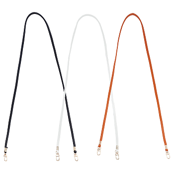 3Pcs 3 Colors PU Imitation Leather Fine Bag Straps, with Swivel Clasps, for Crossbody Bag, Mixed Color, 120x0.4cm