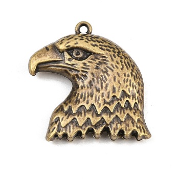 Tibetan Style Alloy Pendants, Eagle Charms, Antique Bronze, 38x37.5x8.5mm, Hole: 2.5mm