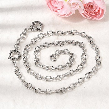 6MM 201 Stainless Steel Textured Cable Chain Necklaces for Unisex, Non-Tarnish, Stainless Steel Color, 22.36 inch(56.8cm)