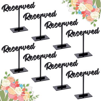 Acrylic Reserved Table Signs, for Restaurant, Bar, Black, 68~120x40~147x5mm, 2pcs/set.