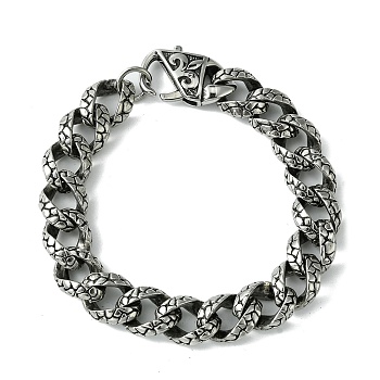 304 Stainless Steel Snake Skin Twisted Chain Bracelets for Women Men, Antique Silver, 8-5/8 inch(22cm)